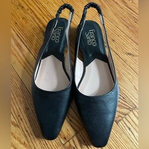 Black Franco Sarto Leather Slingback low heels.